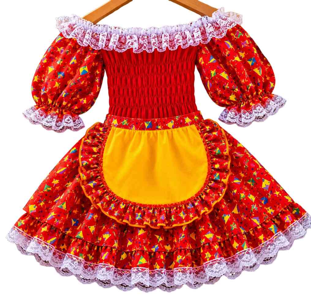 VESTIDO JUNINO LASTEX REF 126